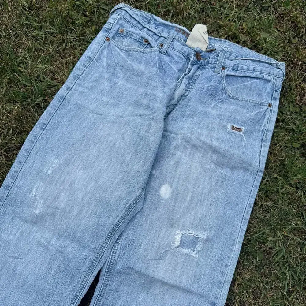 Urban Up Premium Denim Straight Leg Distressed Jeans Men's 32x30